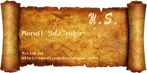 Mendl Sándor névjegykártya
