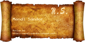 Mendl Sándor névjegykártya